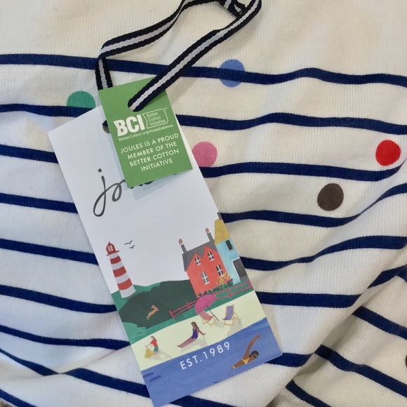 Joules 100% Cotton Polka Dot Striped Coastal Long Sleeve Top Sz 6 - Picture 10 of 13
